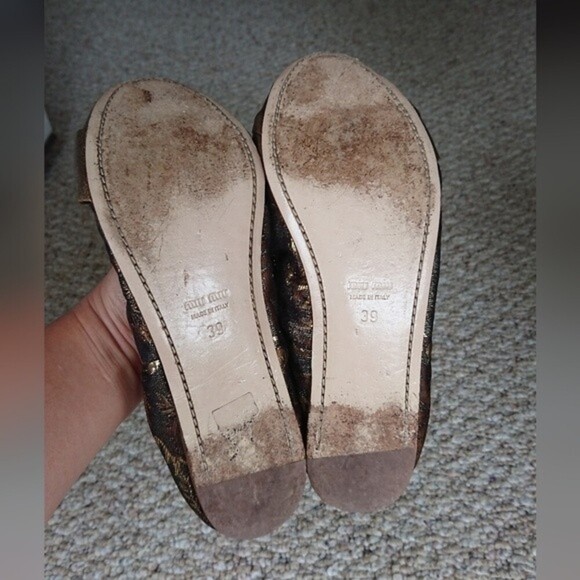 Miu Miu Leather Ballet Flats Gold & Metallic size 8.5 - Picture 11 of 11